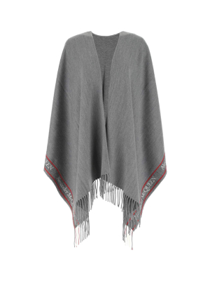 Alexander Mcqueen Logo Fringed Shawl