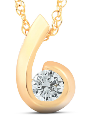 Pompeii3 1/4ct Solitaire Round Diamond Pendant 14k Yellow Gold