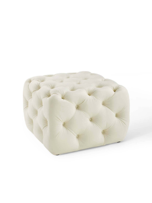 Amour Tufted Button Square Performance Velvet Ottoman - Modway