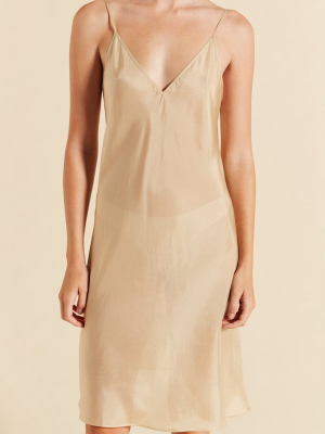 Bias V Neck Silk Slip