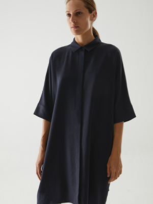 Draped Boxy Shirt Dress