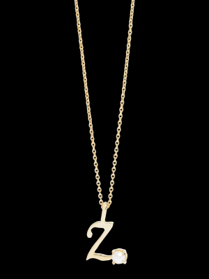 Teeny Pearl Cursive Initial Necklace