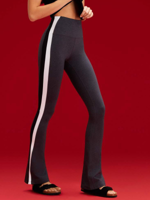 Raquel High Waist Flared Legging - Heather Grey/offwhite/black