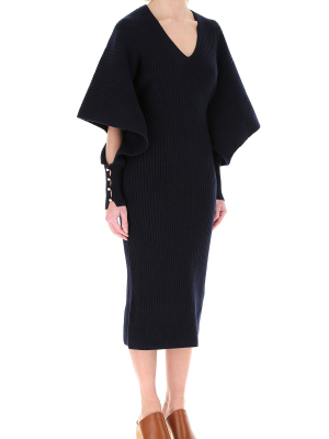 Lanvin Ribbed Knit Midi Dress