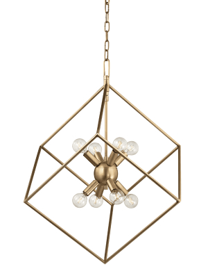 Roundout 8 Light Pendant Aged Brass