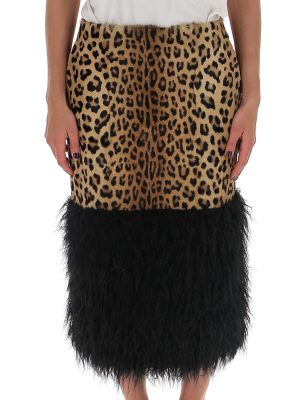 Saint Laurent Leopard Print Pencil Skirt