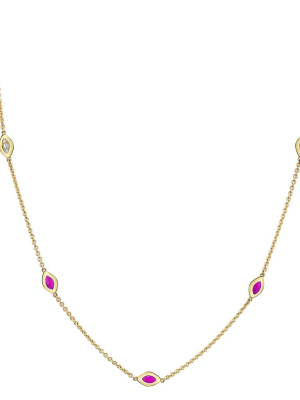 Five Link Diamond Necklace - Purple