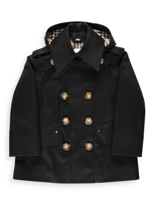 Burberry Kids Double Breasted Hooded Trench Coat