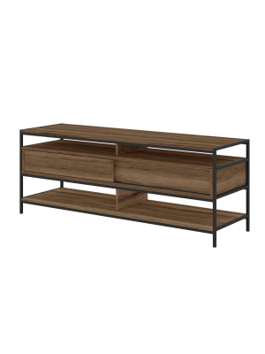 58" Wood And Metal Entertainment Tv Stand With 2 Drawers For Tvs Up To 58" Brown/black - The Urban Port