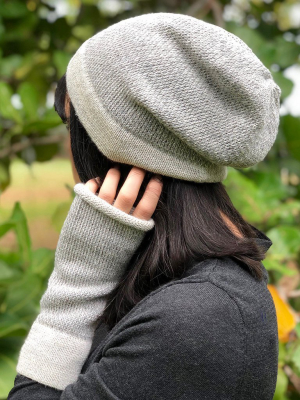 Gray Interwoven Alpaca Beanie