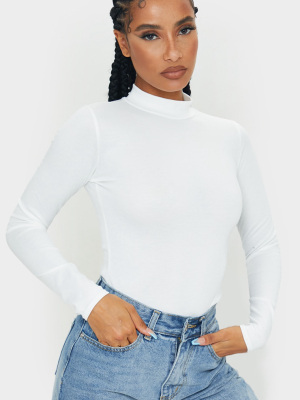 Cream Marl Long Sleeve High Neck Bodysuit