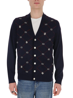 Gucci Gg Bees Jacquard Cardigan