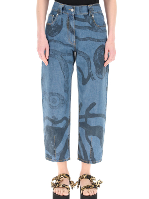 Kenzo K-tiger Graphic Print Cropped Jeans