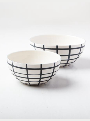 Handmade Porcelain Grid Bowls