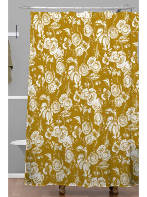 Floral Sketch Ginger Shower Curtain Bold Gold - Deny Designs