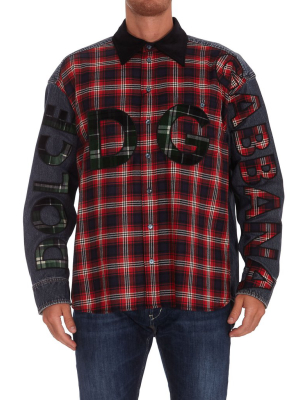 Dolce & Gabbana Check Patterned Logo Detailed Shirt