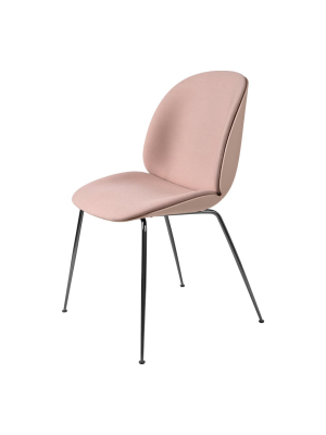 Beetle Dining Chair - Front Upholstered - Black Chrome Conic Base