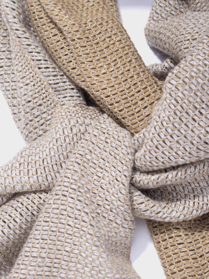 Kobo Oriza, Mojiri Weave, Two Tone Muffler, Tan