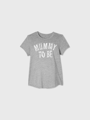 Maternity Short Sleeve Scoop Neck Mummy To Be Graphic T-shirt - Isabel Maternity By Ingrid & Isabel™ Gray