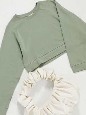 Miss Selfridge Sweatshirt Set In Khaki