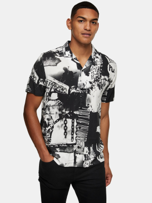 Black And White Photo Print Slim Shirt