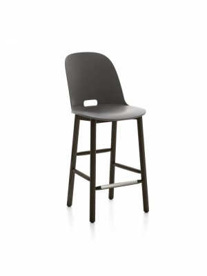 Alfi Recycled High Back Counter Stool - Dark Ash