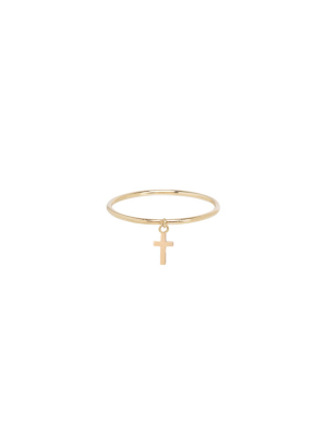 14k Itty Bitty Cross Charm Ring