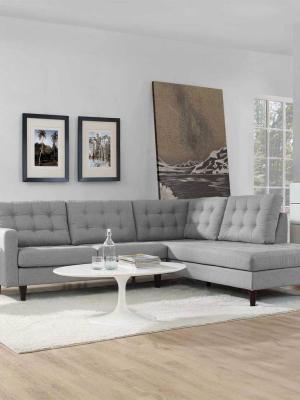 Era Upholstered Fabric Bumper Sectional Light Gray