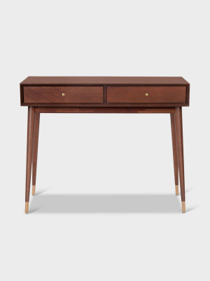 Sutton Mid-century Modern Console Table Walnut Brown - Adore Decor