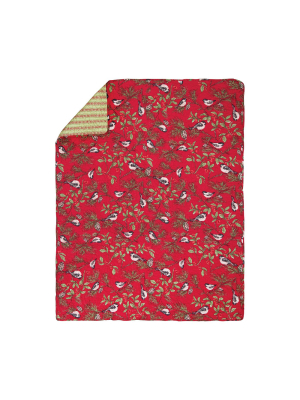 C&f Home Chickadee Red Throw