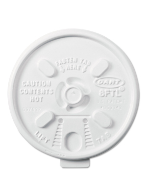 Dart Lift N' Lock Plastic Hot Cup Lids 6-10oz Cups White 1000/carton 8ftl