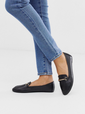 Raid Viera Black Leather Look Snaffle Detail Flat Shoes