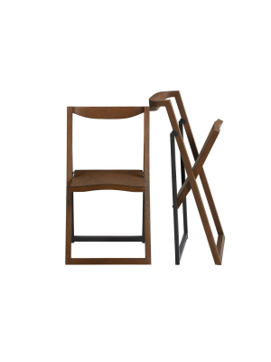 2pk Sydney Folding Chairs Wire Brush Chestnut - Boraam