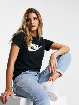 Nike Essentials Icon Futura Logo T-shirt In Black