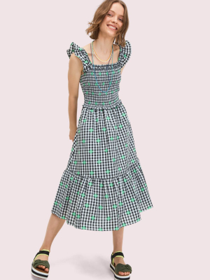 Gingham Voile Smocked Dress