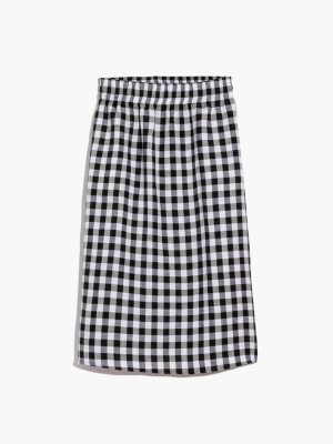 Smocked-waist Midi Skirt In Gingham Check