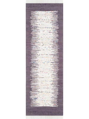 Montauk Border Ivory/purple Runner Rug