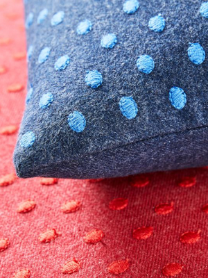 Embroidered Dot Lumbar Pillow Cover