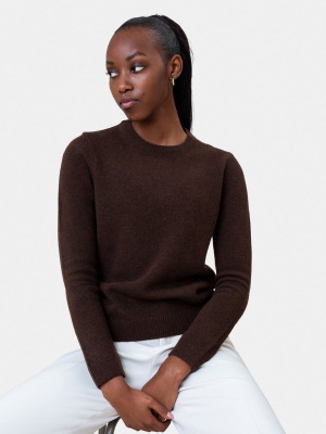 Women Classic Merino Wool Crew - Coffee Brown