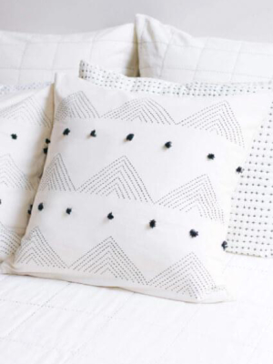 Anchal Project Triangle Stitch Throw Pillow - Bone