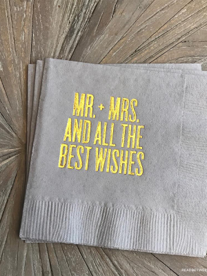 Mr. + Mrs. And All The Best Wishes Cocktail Napkins By Rbtl®