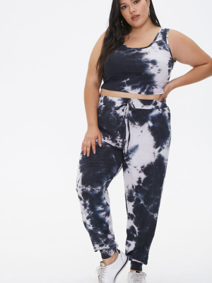 Plus Size Tie-dye Top & Joggers Set