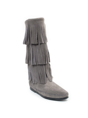 Minnetonka Women's Suede 3 Layer Fringe Boot 1631t