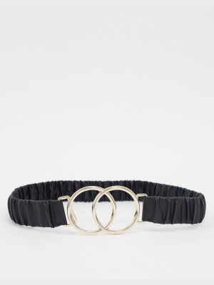 Asos Design Ruched Double Circle Waist Belt In Black