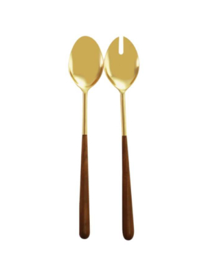 Be Home Gold Serving Set With Wood Handles