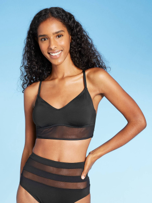 Women's Mesh Longline Bralette Bikini Top - Shade & Shore™