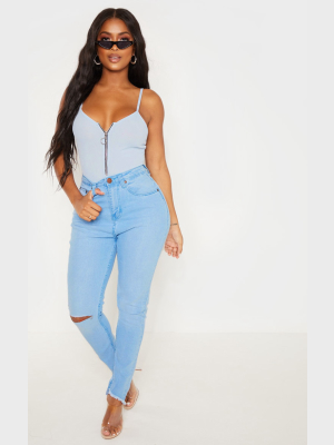 Shape Light Wash Distressed High Waisted Skinny...