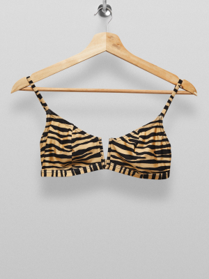 Tiger Print Crop Bikini Top