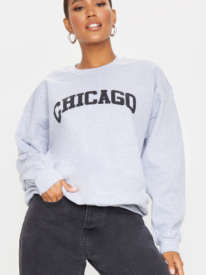 Grey Chicago Printed Sweatshirt