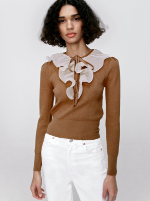 Combination Ruffled Sweater